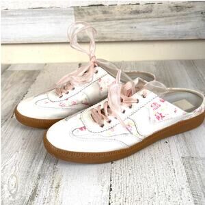 Dolce Vita Womens 10 Notice Mule Sneakers White Pink Floral Leather Casual Chic